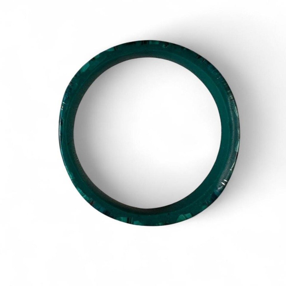VINTAGE‎ 1970s MALACHITE GREEN STONE INLAY BANGLE BRACELET - Picture 5 of 5